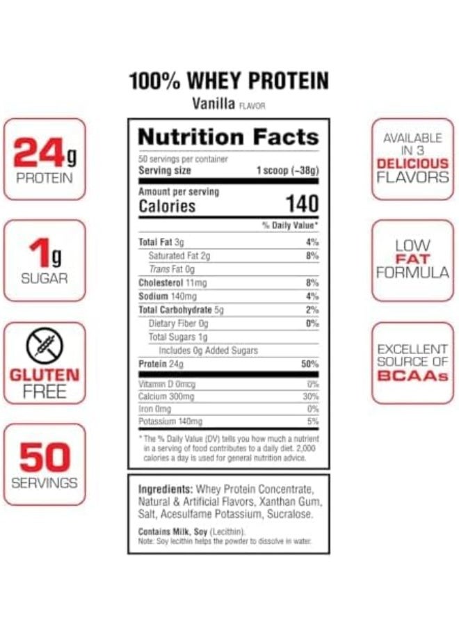 LABRADA 100% Whey Protein Powder Vanilla 4.13 lbs - Image 3